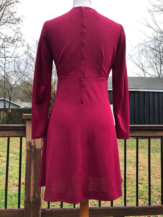 70's Handmade Burgundy Mini Dress Sz S - image 8