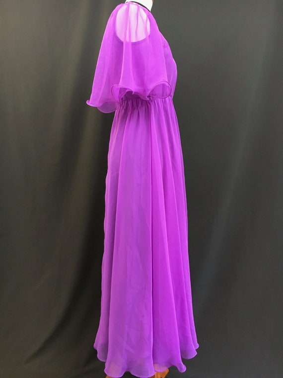 70's Violet Chiffon Mike Benet Midi Dress - image 8