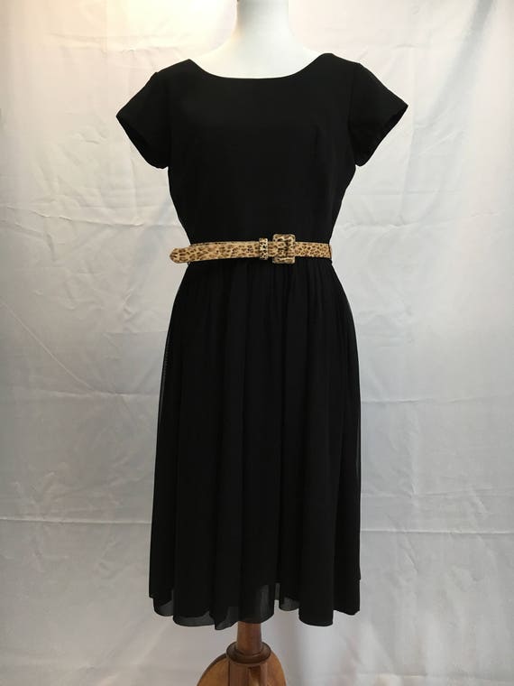 60's Chiffon Black Carol Brent Dress