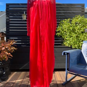 70&#39;s Glencraft Red Nightgown & Sheer Robe Set Sz S
