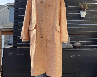 Abrigo de lana virgen Pendleton color melocotón de los años 70 con bolsillos extragrandes, talla M/L