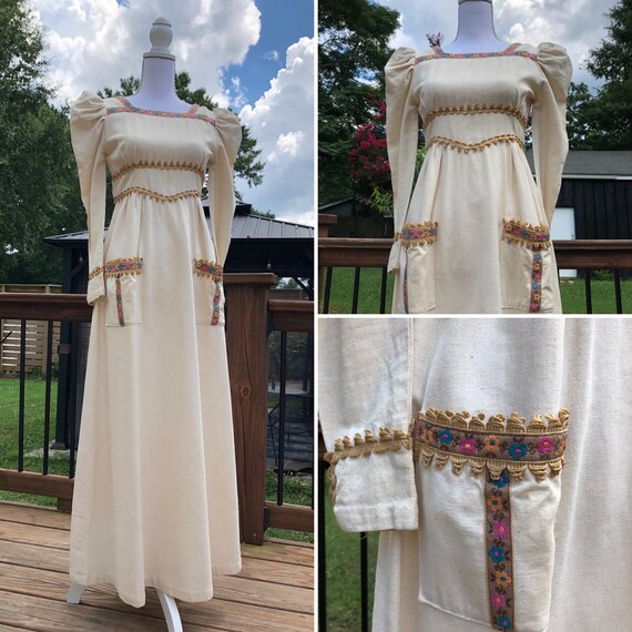 60's Merry Maiden Muslin Gunne Sax Maxi with Pocke