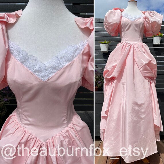 1985 Gunne Sax Pink Taffeta Formal Gown Sz S - image 9