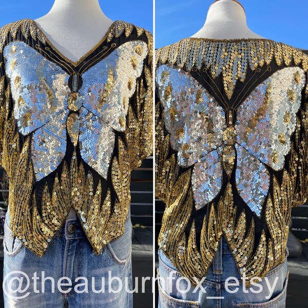 Crystal Sequin Butterfly Halter Top main image 0