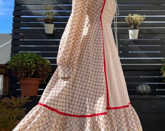 70's Homespun Dainty Floral Prairie Midi Dress Sz M
