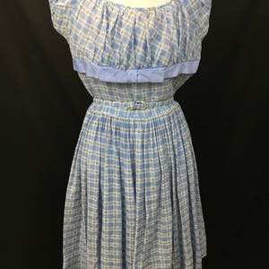 Adorable 1950's Blue & White Check Day Dress image 1