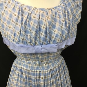 Adorable 1950's Blue & White Check Day Dress image 3