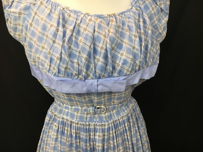 Adorable 1950's Blue & White Check Day Dress image 3