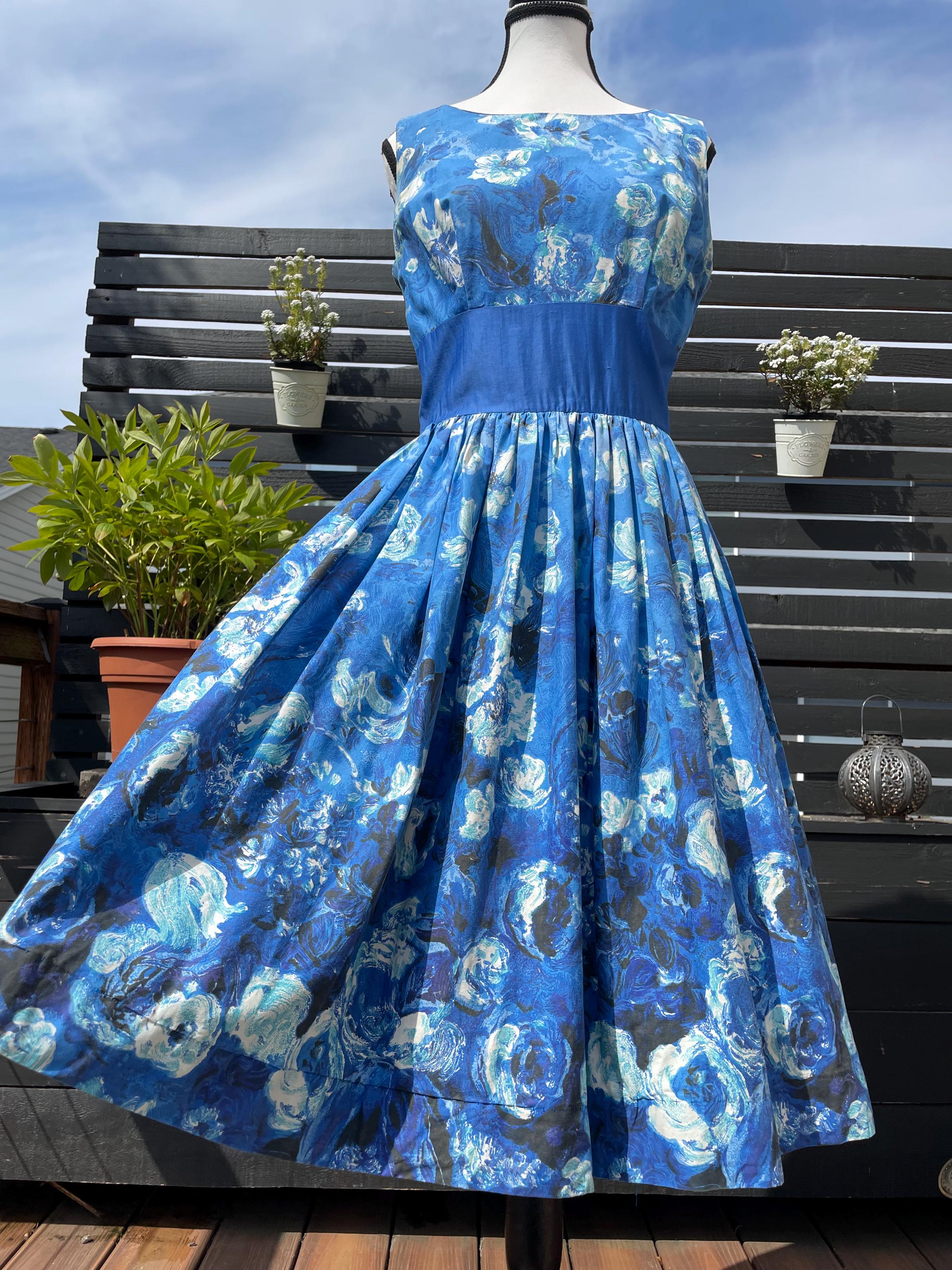 1950s summer dress Glorious 1950's Carolyn Schnurer Polished Cotton / S Xtabay Vintage Summer casual Dress 2 Hearts and Roses 50's Retro