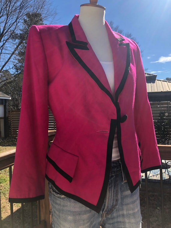 90's I. Magnin Magenta Pink Jacket Sz L - image 5