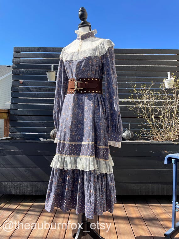 70's Gunne Sax Stone Blue Floral & Lace Tent Dress Sz 11 (LABEL CUT) - Etsy  Israel