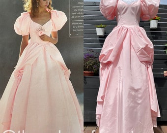1985 Gunne Sax Pink Taffeta Formal Gown Sz S