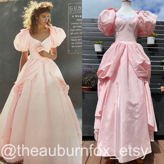 1985 Gunne Sax Pink Taffeta Formal Gown Sz S - image 1