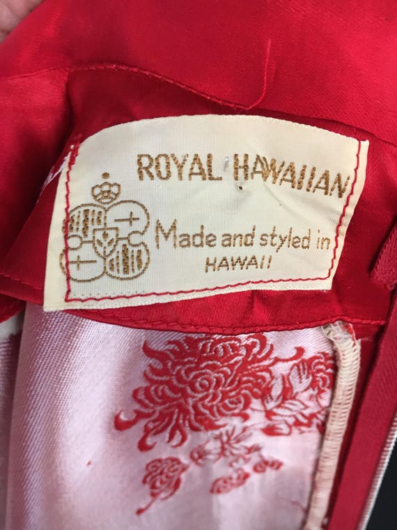 Beautiful 50's Cherry Red Silk Royal Hawaiian Che… - image 10