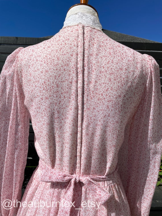 70's Gunne Sax Pink Floral & Lace Maxi Dress Sz 11 - image 7