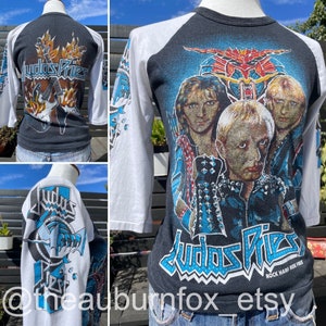 Vintage &#39;84 Judas Priest Rock Hard Ride Free T-Shirt Sz S