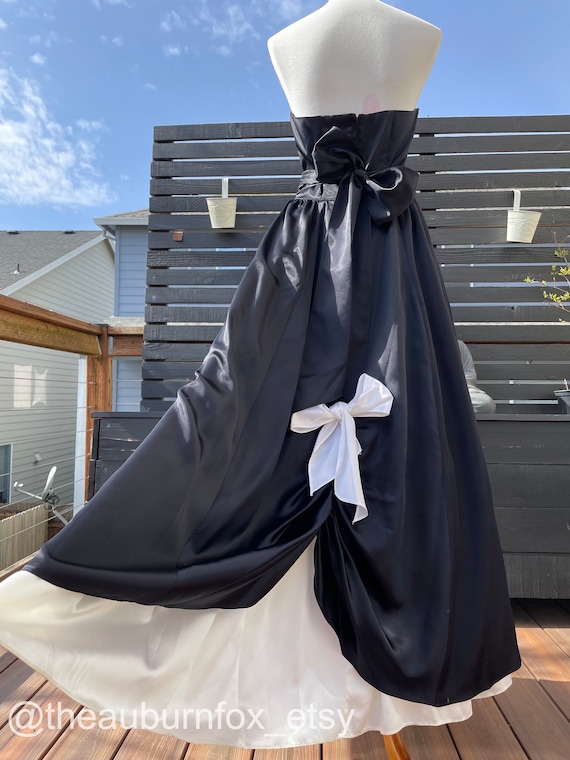 80's Gunne Sax Black & White Strapless Gown Sz S - image 8
