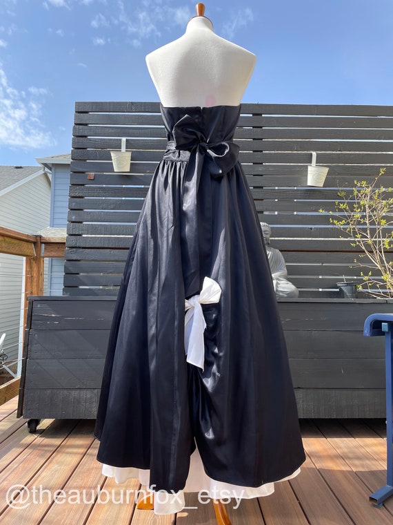 80's Gunne Sax Black & White Strapless Gown Sz S - image 7