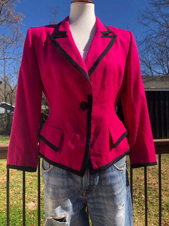 90's I. Magnin Magenta Pink Jacket Sz L - image 4