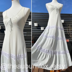 70's Pale Blue Lace Tiered NightGown by Shadowline Sz S