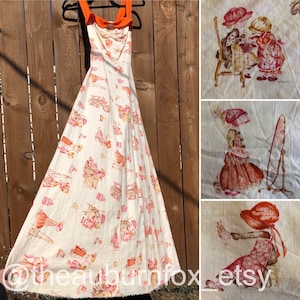 70&#39;s Handmade Holly Hobbie Maxi Sundress Sz S