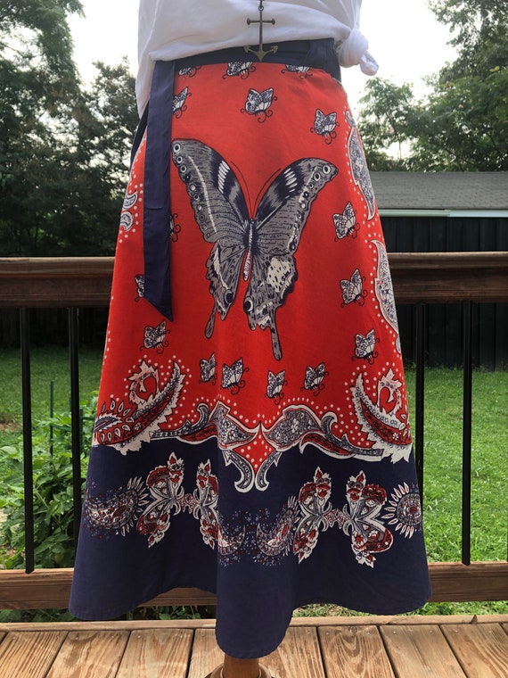 Vintage Inspired Lucky Brand Butterfly Wrap Skirt… - image 1