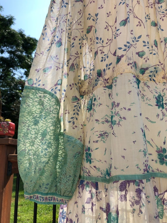 Vintage Indian Cotton Dress in Lavender & Seafoam… - image 4