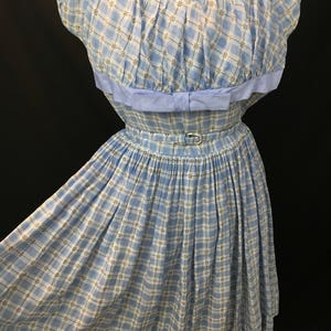 Adorable 1950's Blue & White Check Day Dress image 2