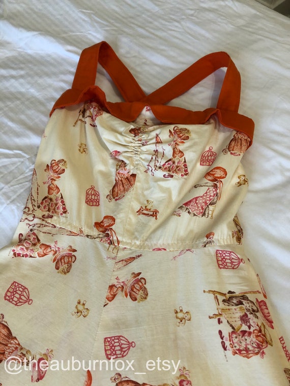 70's Handmade Holly Hobbie Maxi Sundress Sz S - image 2