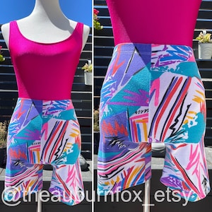 80&#39;s Gilda Marx Abstract Print Bike Shorts Sz XS