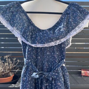 70's Gunne Sax Midnight Blue Floral off Shoulder Maxi Dress Sz XS - Etsy