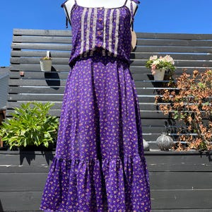 Vintage Violet Purple Floral Prairie Sundress Sz XS/S