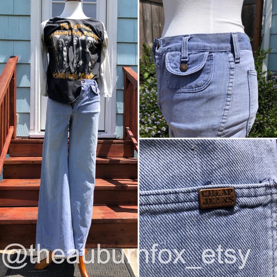 70's Denim Bell Bottoms by Cheap Jeans Sz XS - image 1