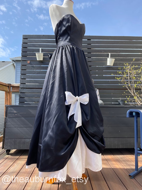 80's Gunne Sax Black & White Strapless Gown Sz S - image 5