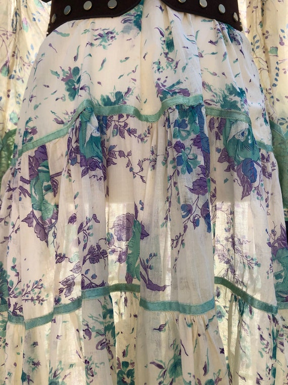 Vintage Indian Cotton Dress in Lavender & Seafoam… - image 5