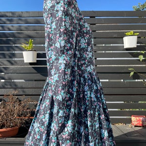 80's Laura Ashley Midnight Floral Midi Dress Sz M image 5