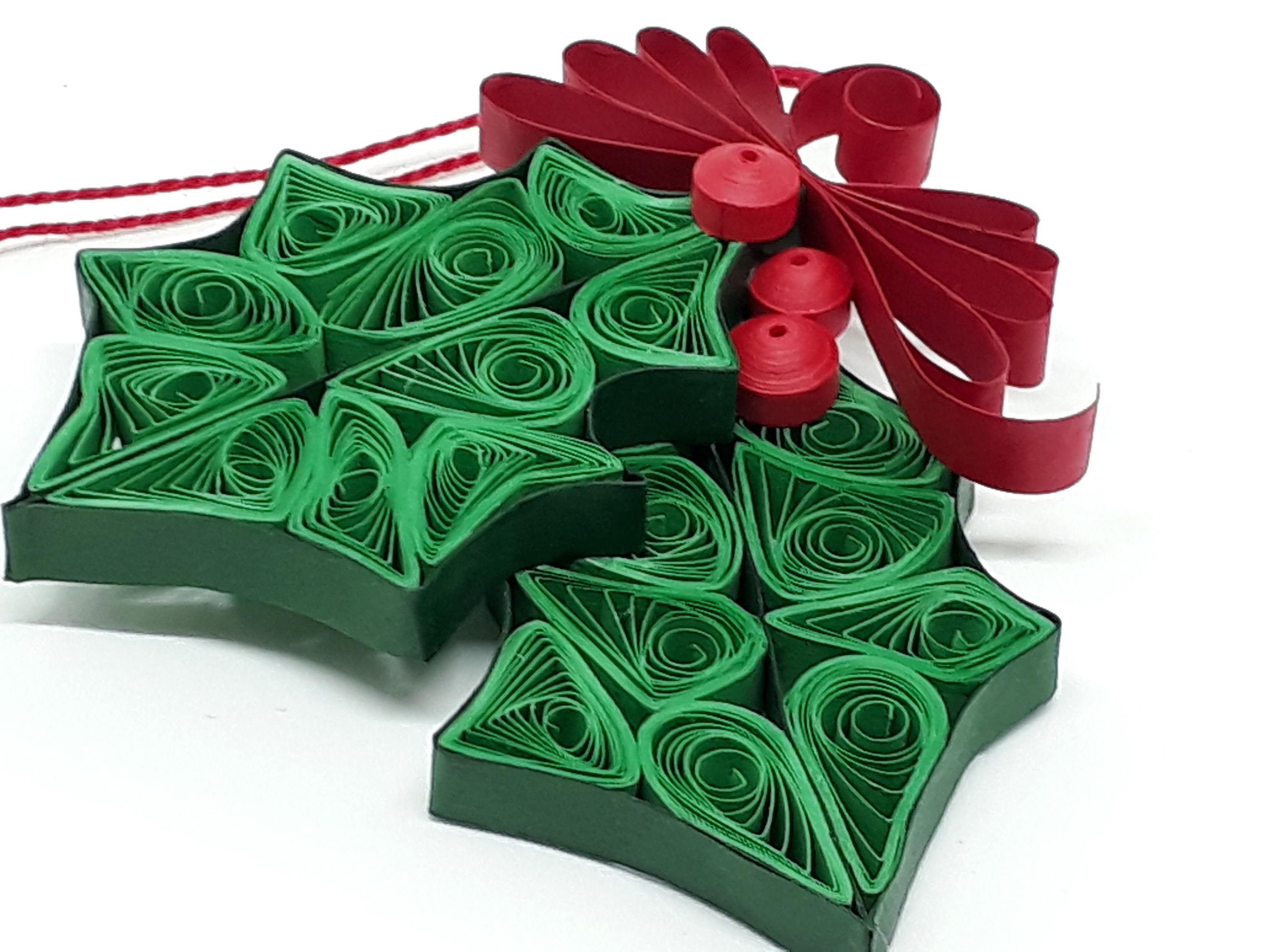Quilling Holly Ornament. Great for gift giving. Etsy