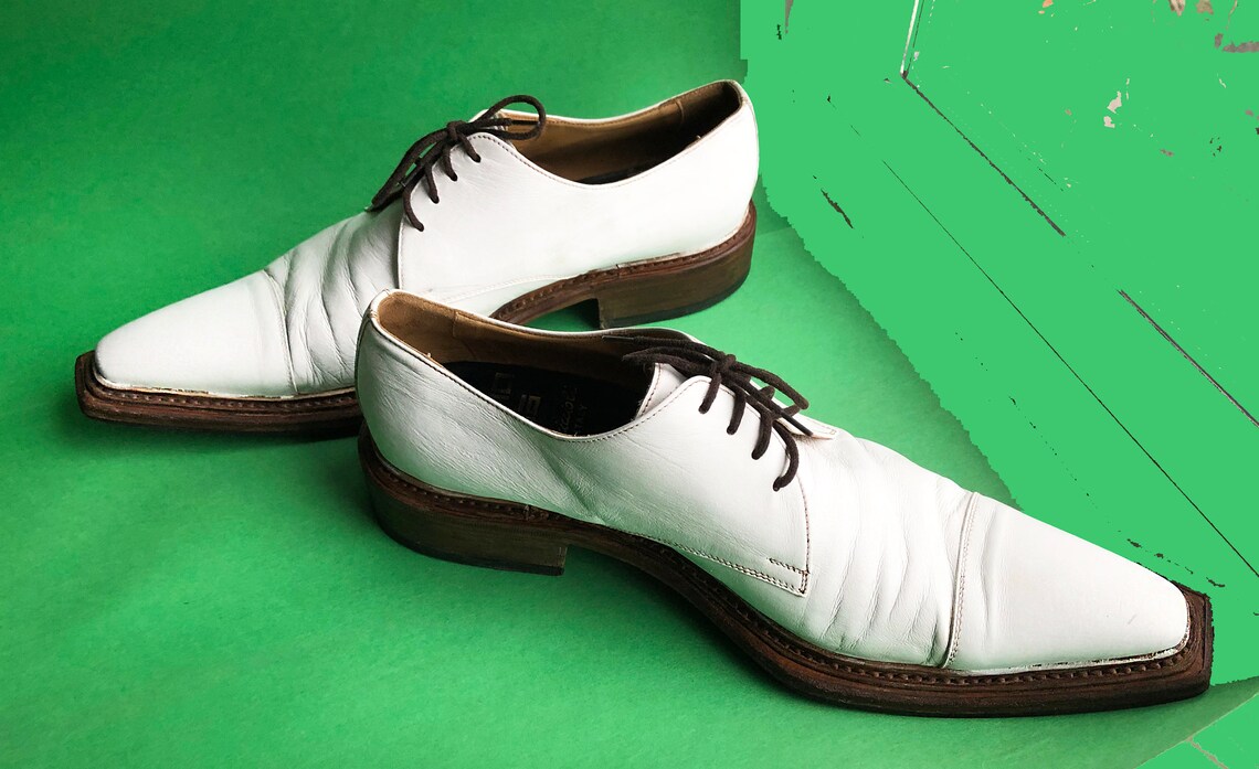 Y2K white shoes/Leather shoes/Laceup shoes/Formal shoes/Size Etsy