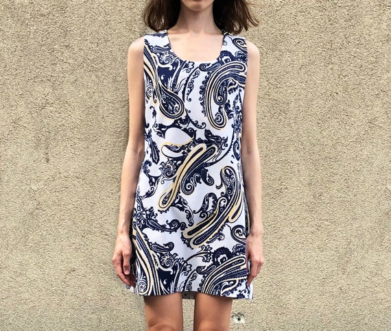 Vintage jersey mini dress Paisley mini dress 60's