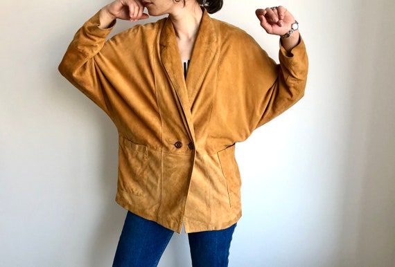 Vintage Leather jacket bat sleeves Vintage Suede v