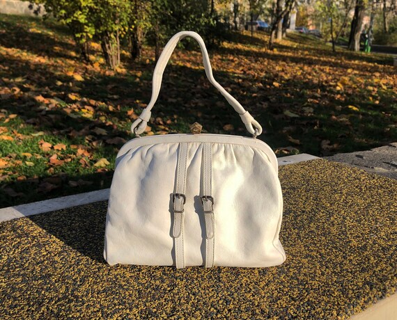 Vintage bag 1950's / top handle bag / Leather bag/