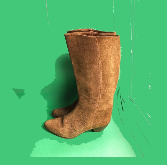 Vintage suede western boots 1990's /Beige boots/Bo