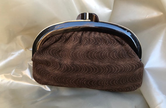 Leather bag 60's Vintage suede clutch 60's Leather