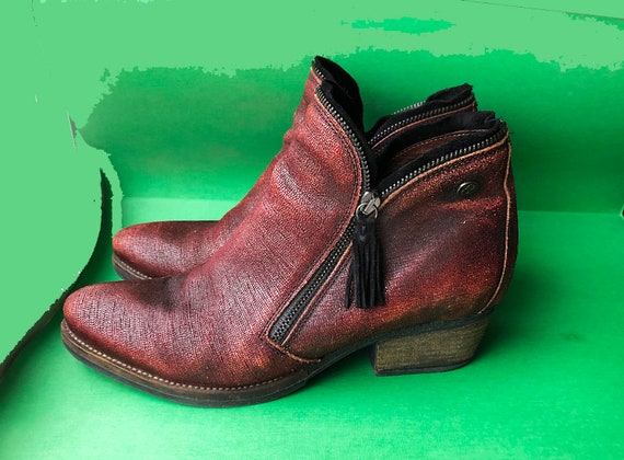 Leather ankle boots 1990's/Burgundy boots/Boho boo
