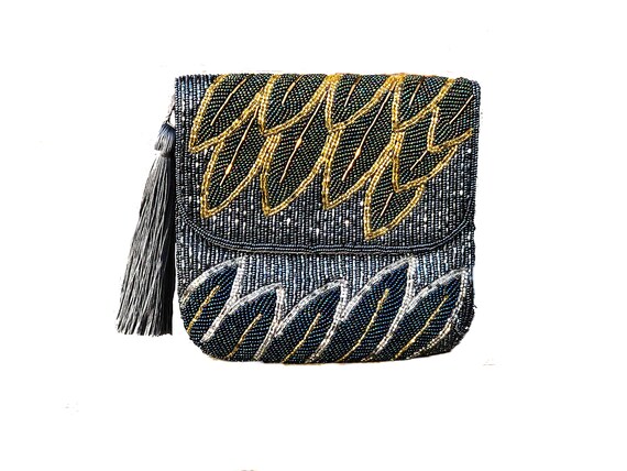 Beaded bag 1960's/ Vintage beaded clutch/60's bag/