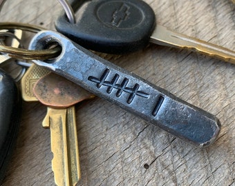 6 Tally Marks Iron Anniversary Key Chain Gift. 6th anniversary iron keychain present steel