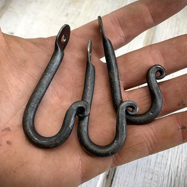 Small Blacksmith Hook, Hand Forged hardware. Handmade for farmhouse, kitchen, rustic decoration decor wrought iron