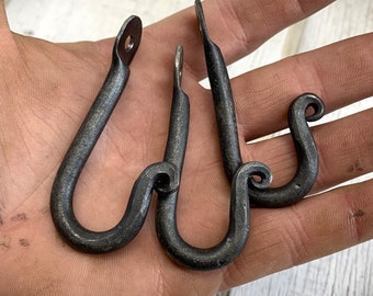 Small Blacksmith Hook, Hand Forged hardware. Handmade for farmhouse, kitchen, rustic decoration decor wrought iron