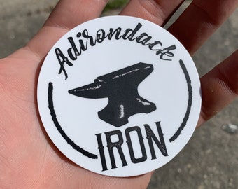 Adirondack Iron Sticker. High quality 3 inch outdoor window sticker