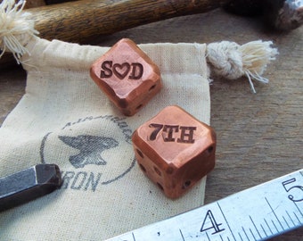 Forged copper dice. 7th anniversary gift for him. Copper gift Customized copper anniversary gift blacksmith. Personalized gift customize